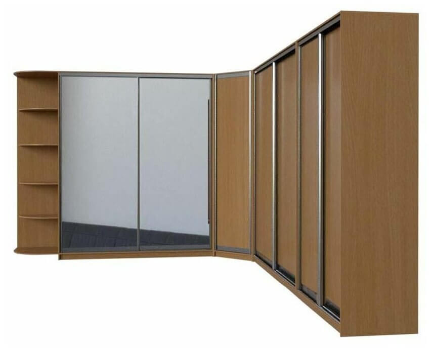 /Угловой шкаф-купе №349 глубокого орехового цвета на заказ